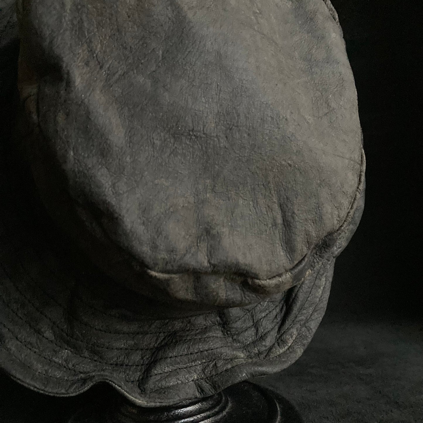 Cloudy scratches leather bucket  hat