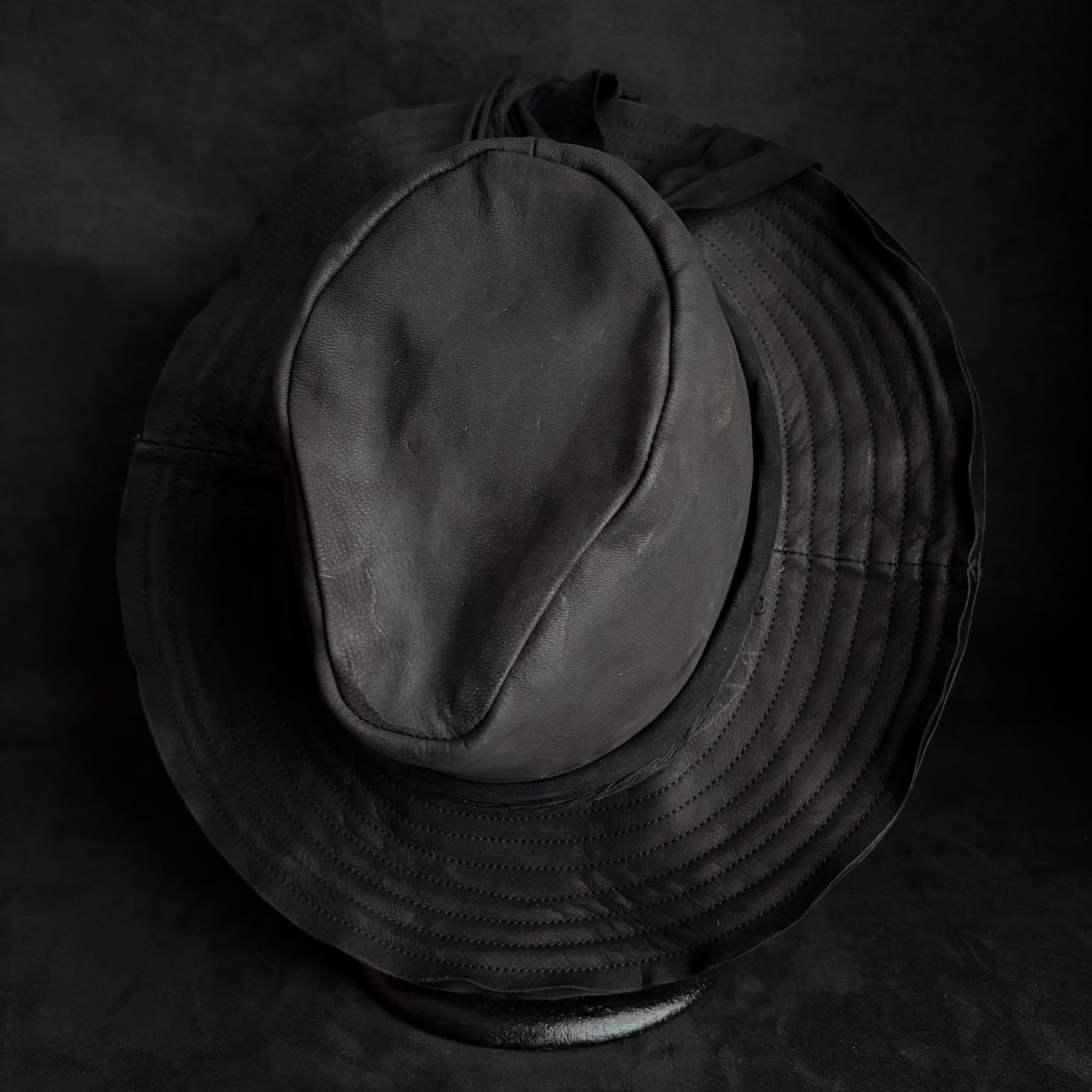 Dark warrior leather fedora hat
