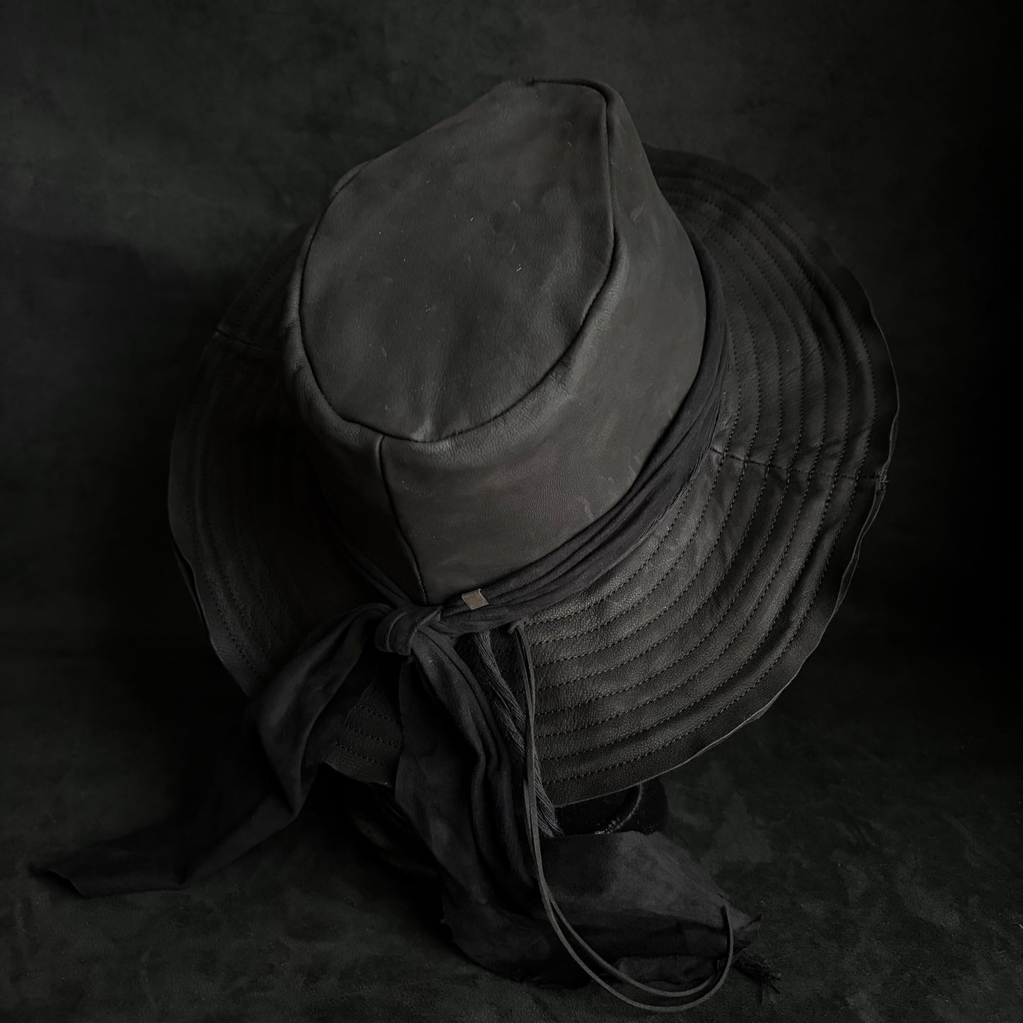 Dark warrior leather fedora hat