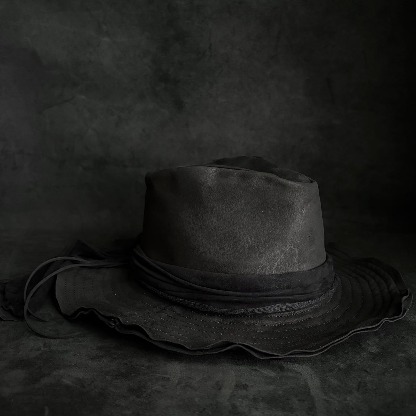 Dark warrior leather fedora hat