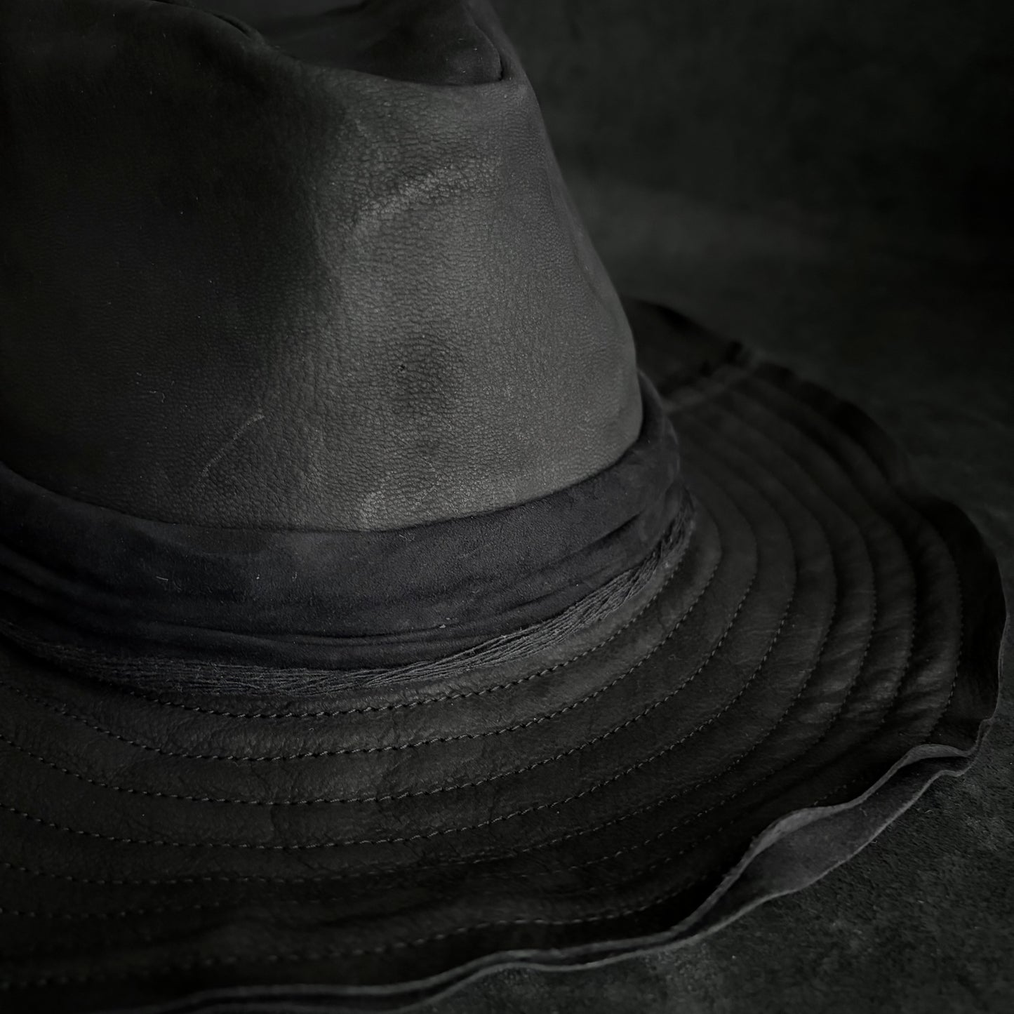 Dark warrior leather fedora hat