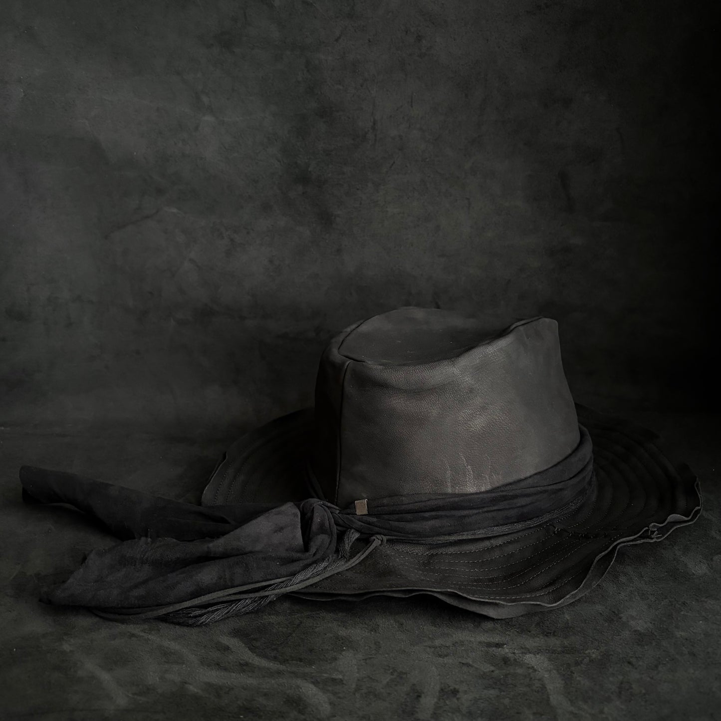 Dark warrior leather fedora hat