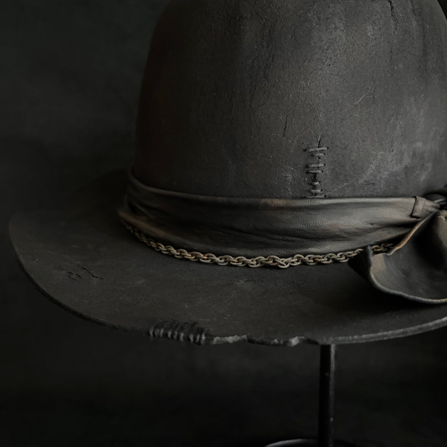 Charcoal rusty chain dark bowler hat