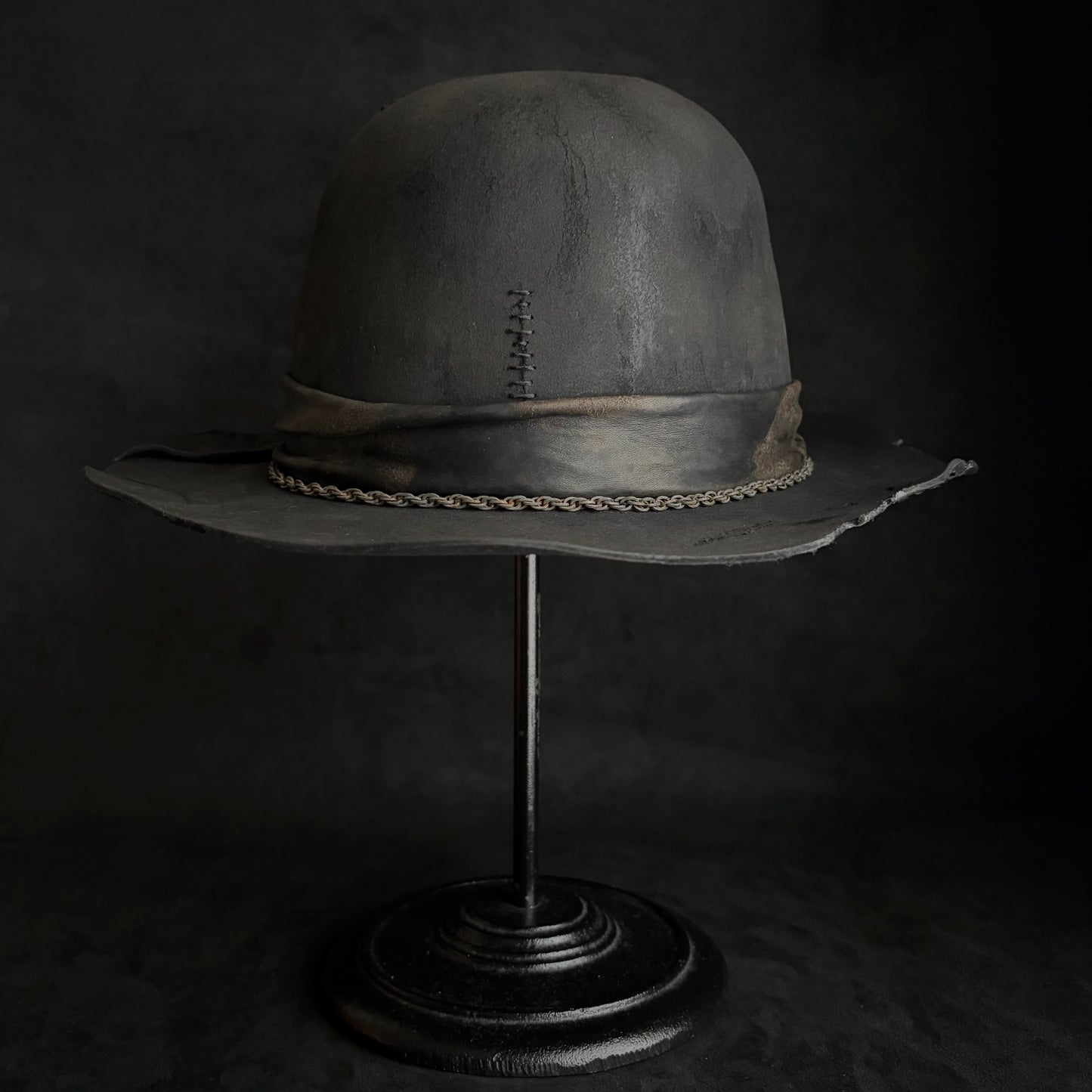 Charcoal rusty chain dark bowler hat