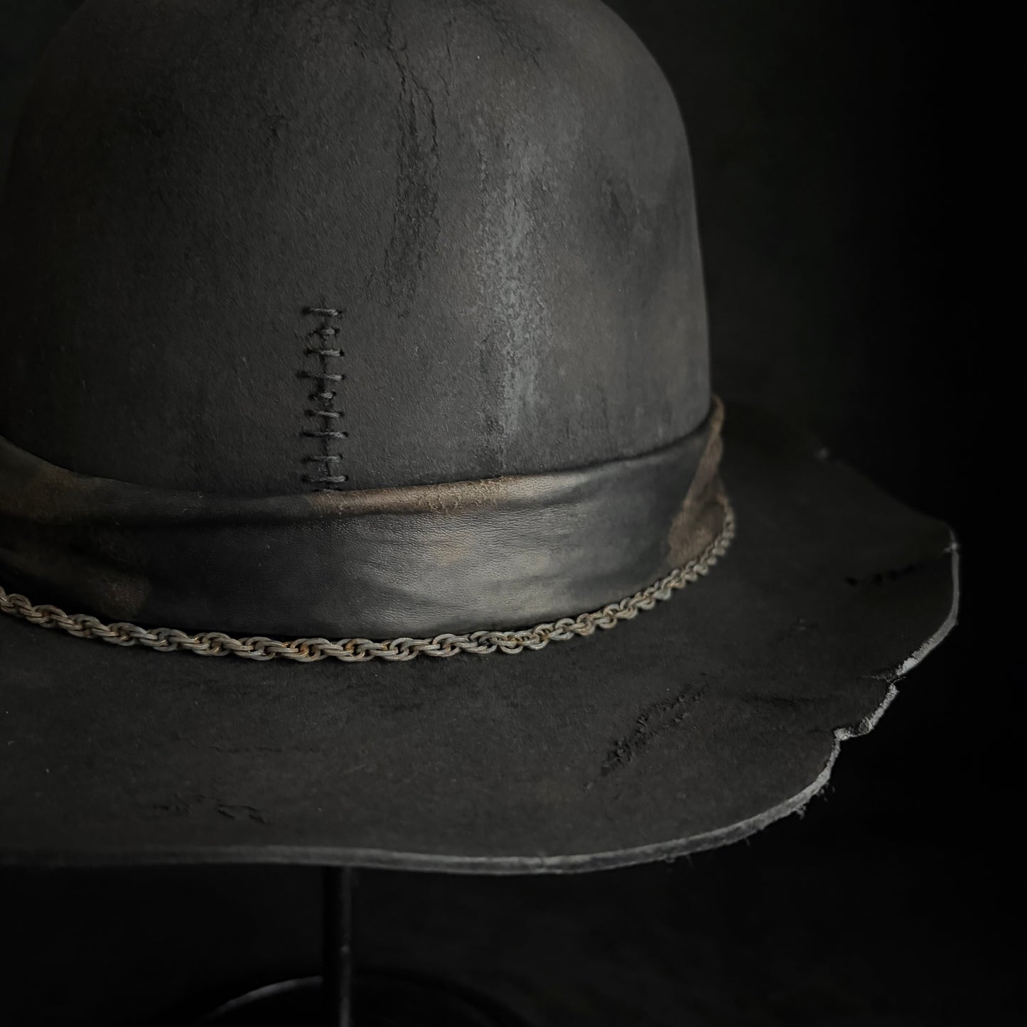 Charcoal rusty chain dark bowler hat