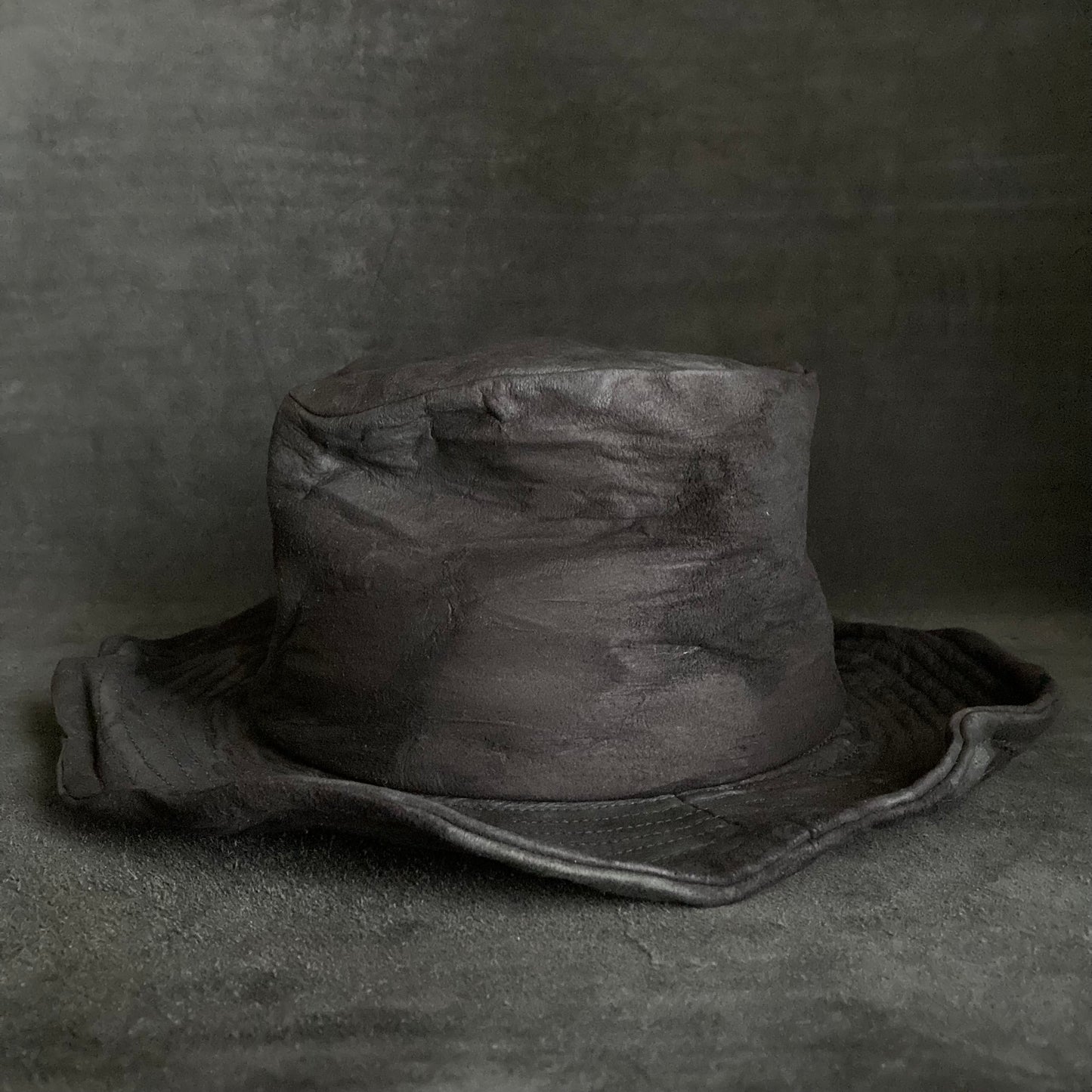 Bleach black leather fedora hat