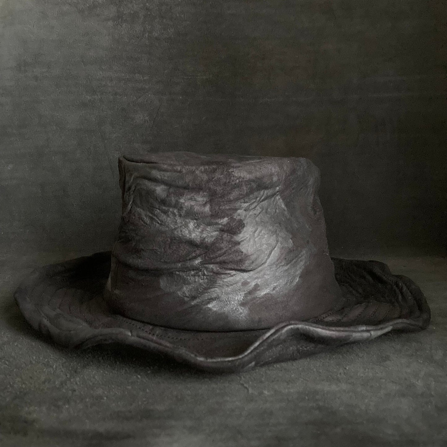 Bleach black leather fedora hat