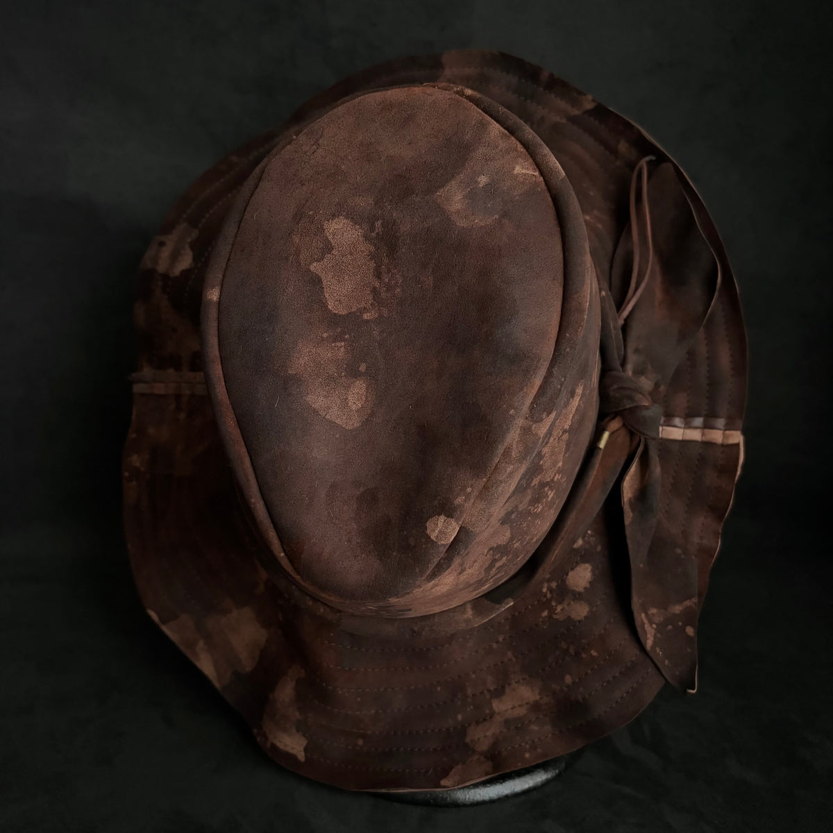 Bark brown leather fedora hat