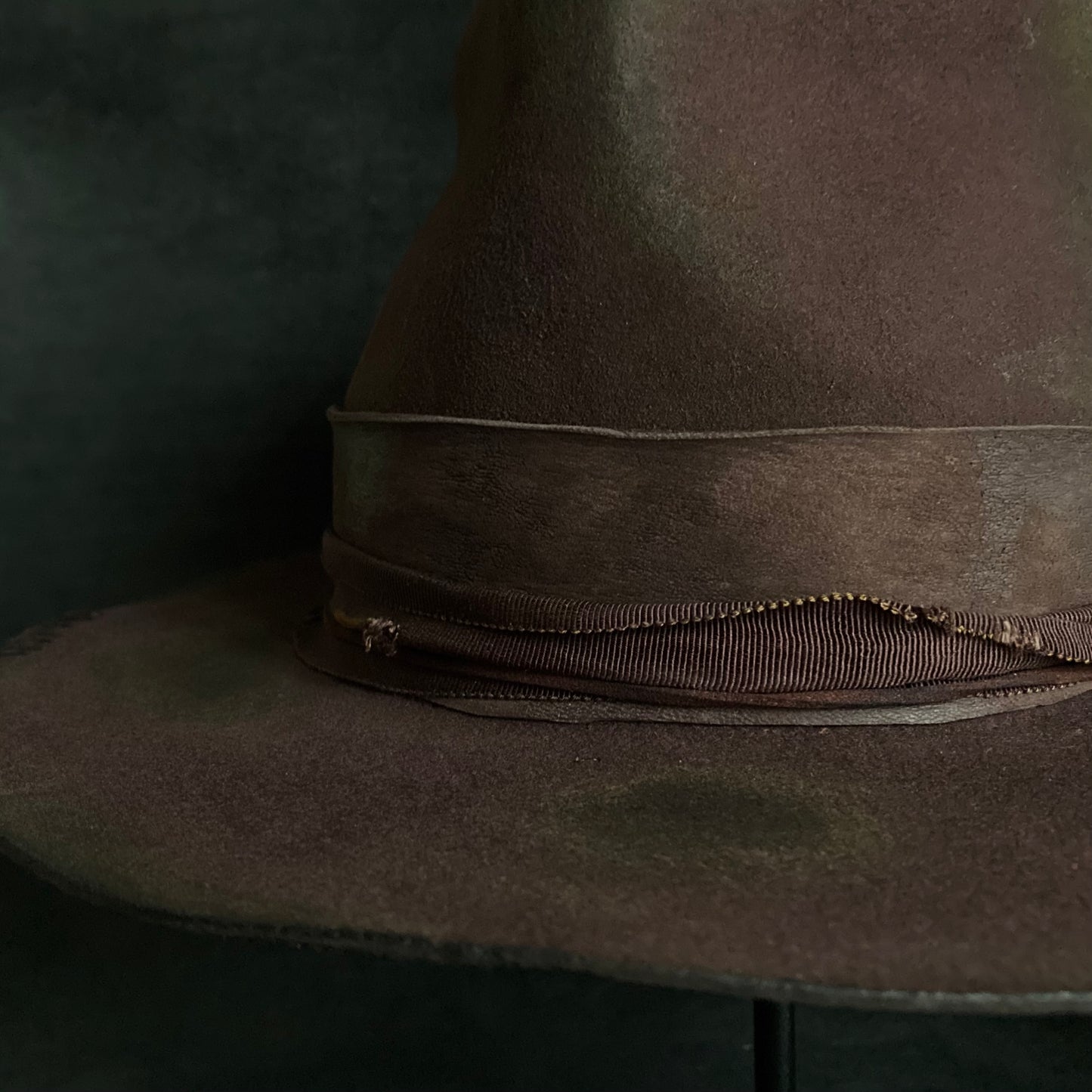 Shadow brown stain fedora hat