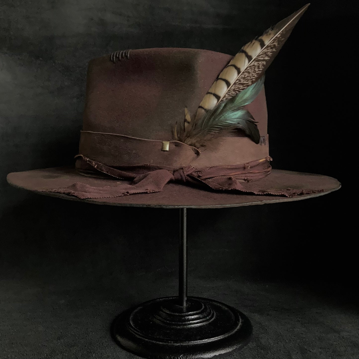 Shadow brown stain fedora hat