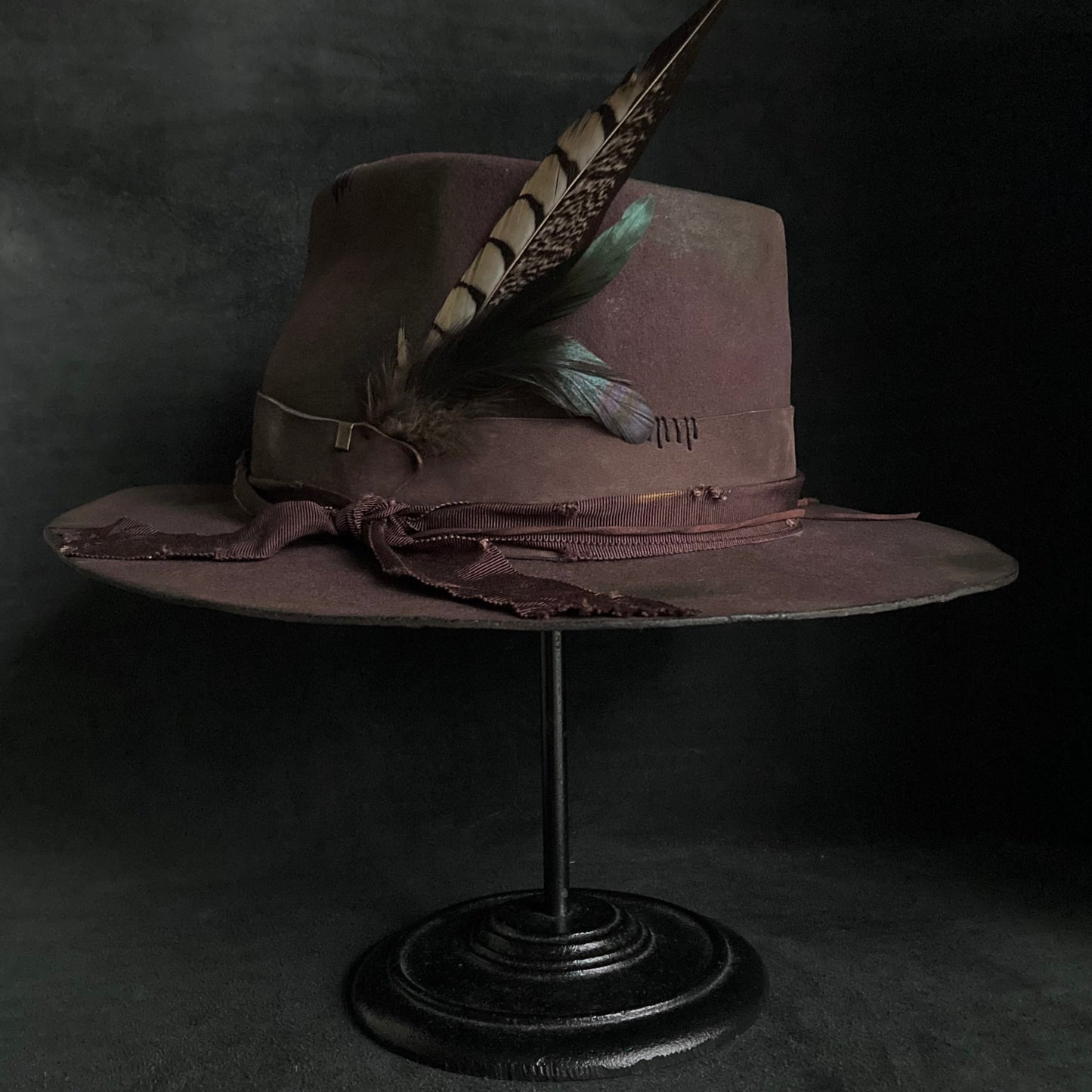 Shadow brown stain fedora hat