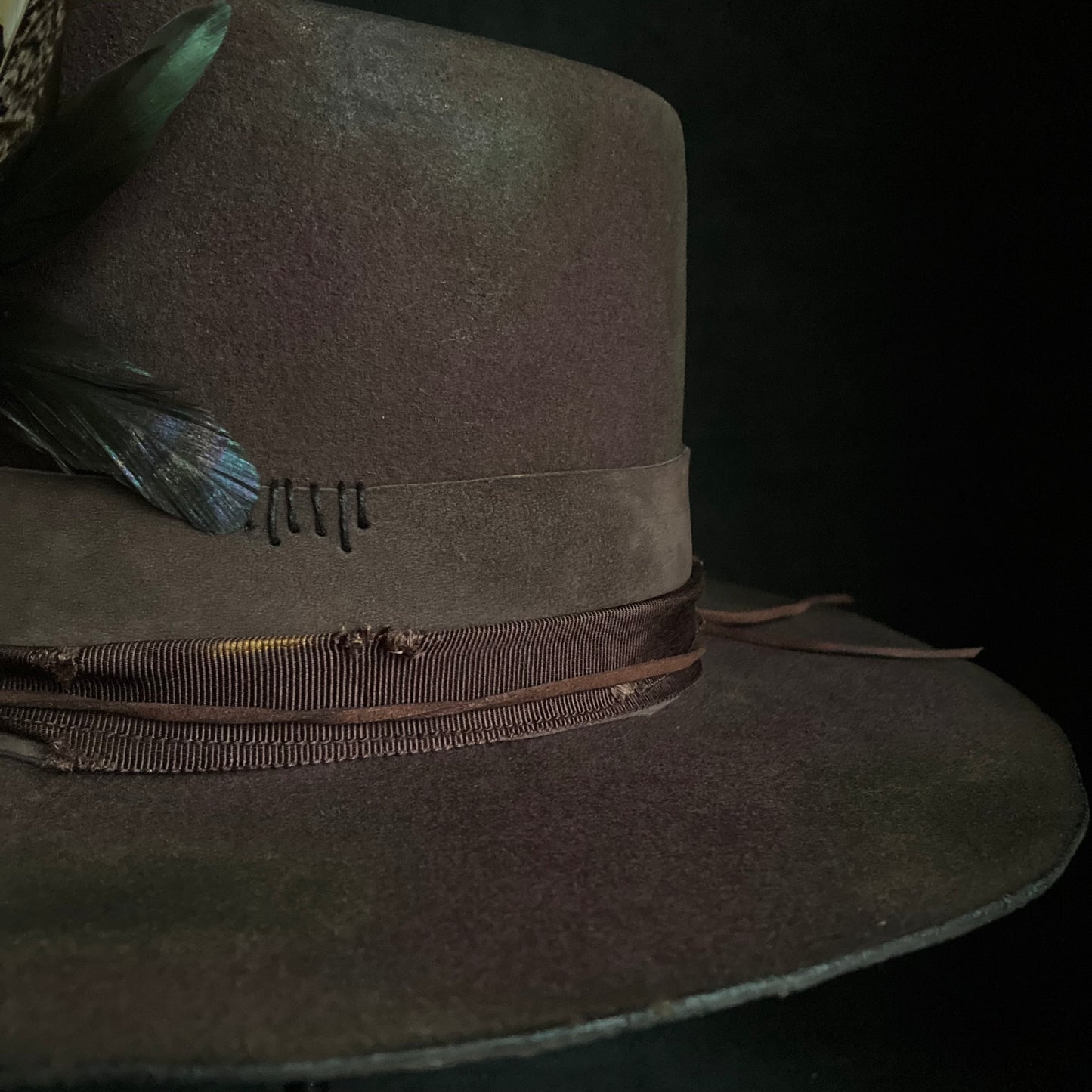 Shadow brown stain fedora hat