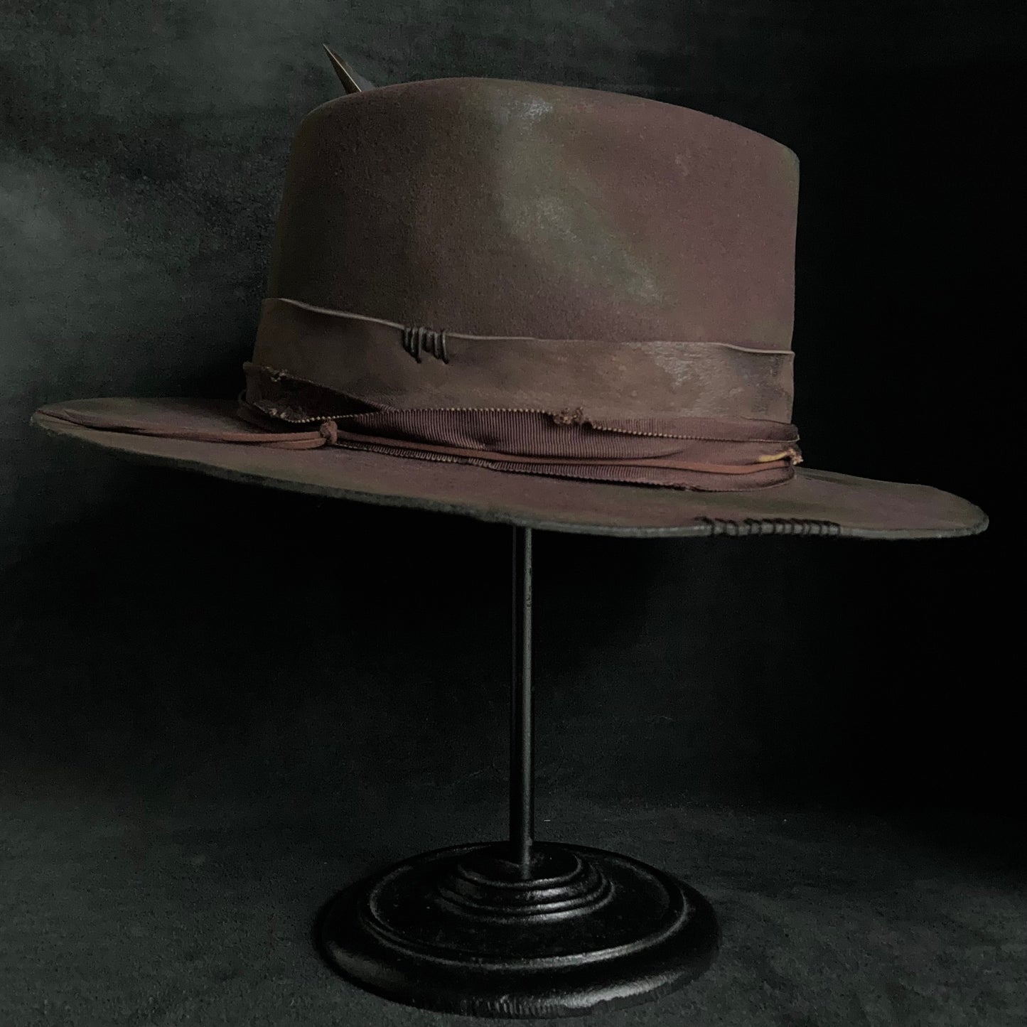 Shadow brown stain fedora hat