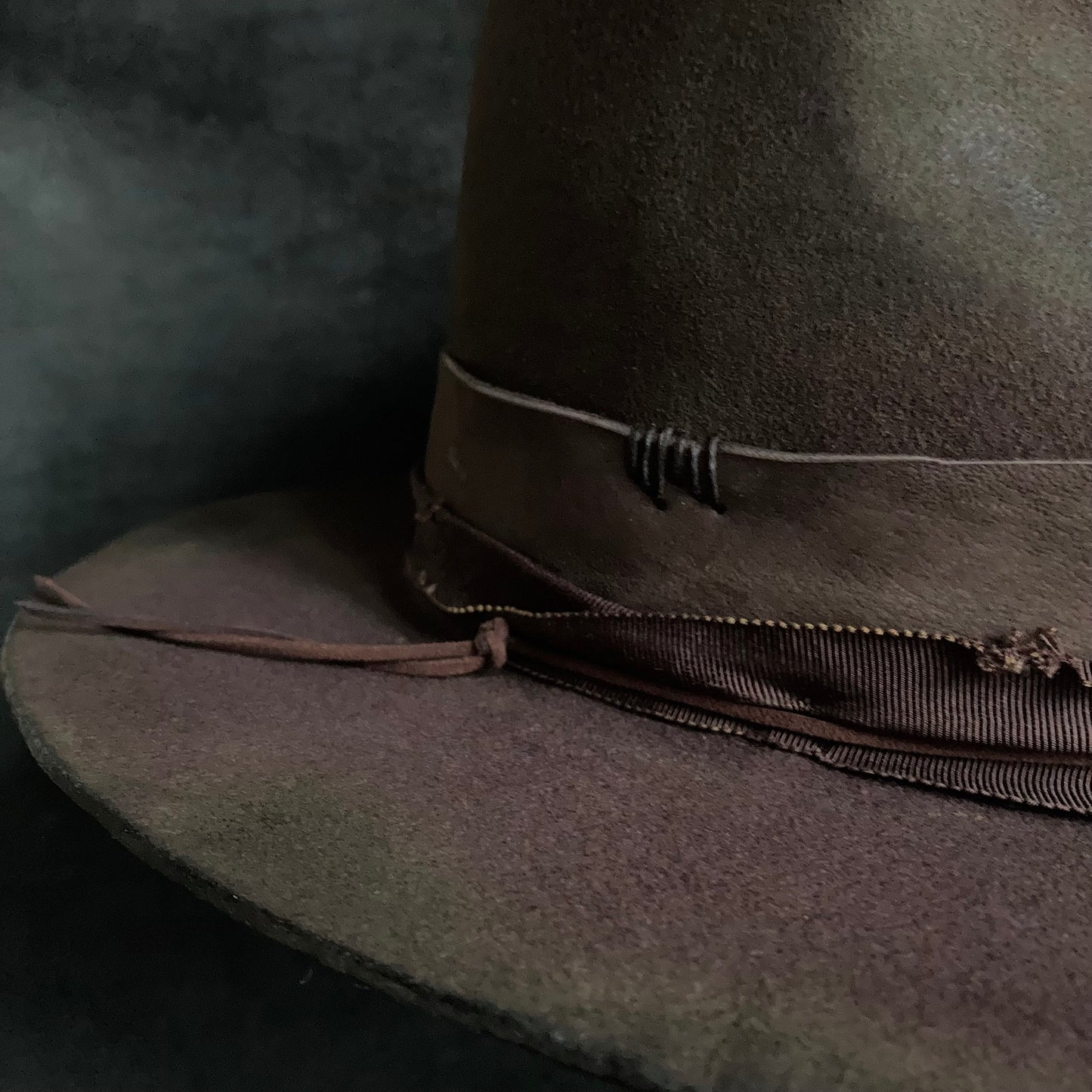 Shadow brown stain fedora hat