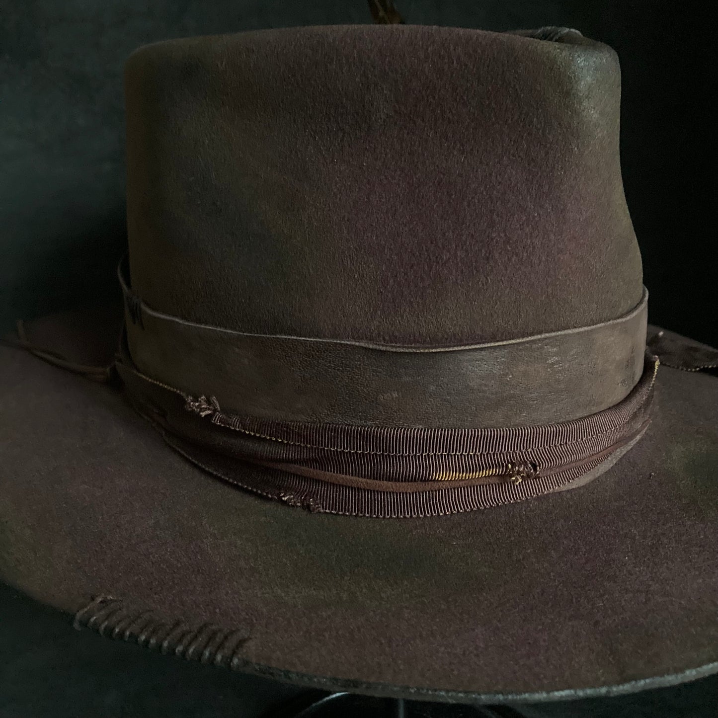 Shadow brown stain fedora hat