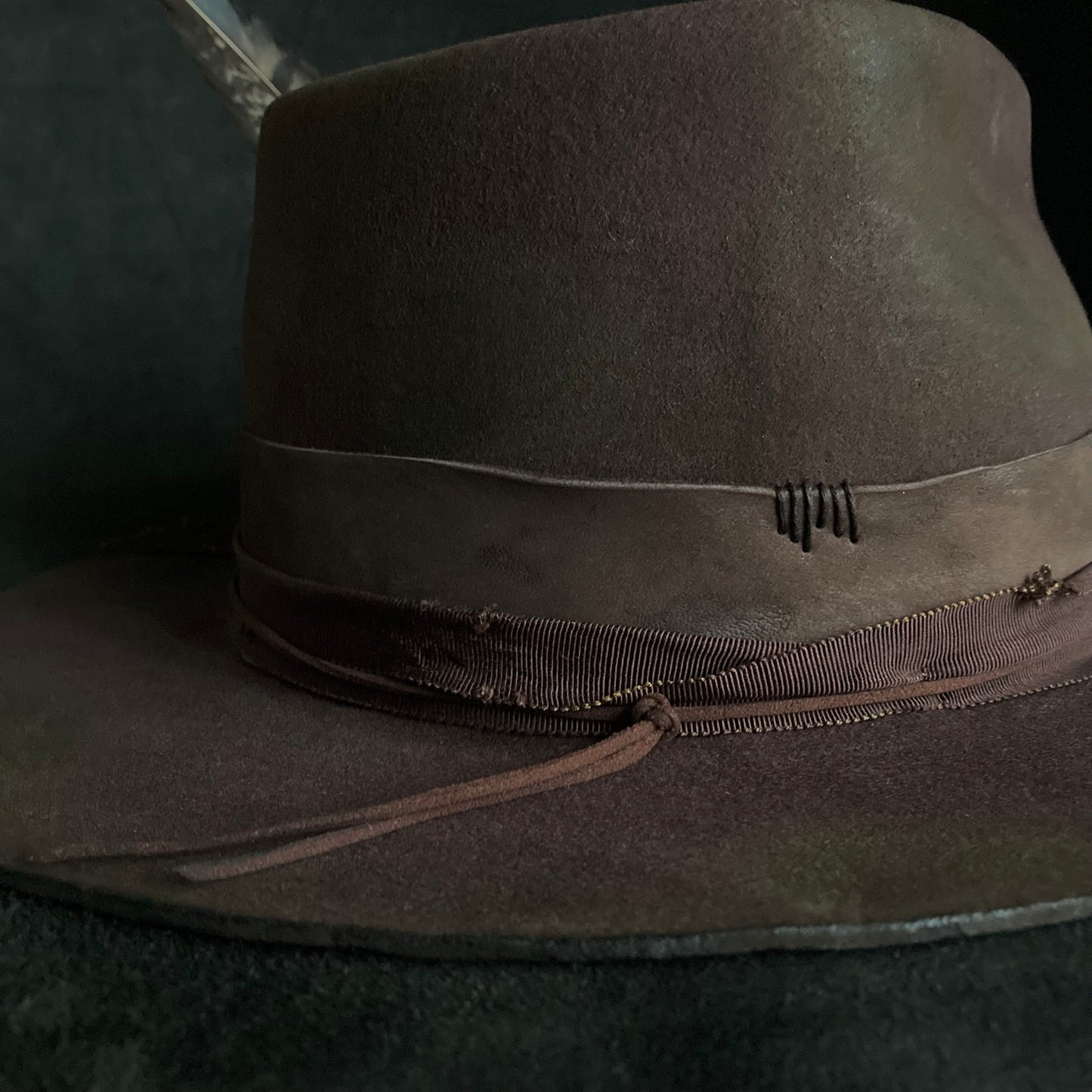 Shadow brown stain fedora hat