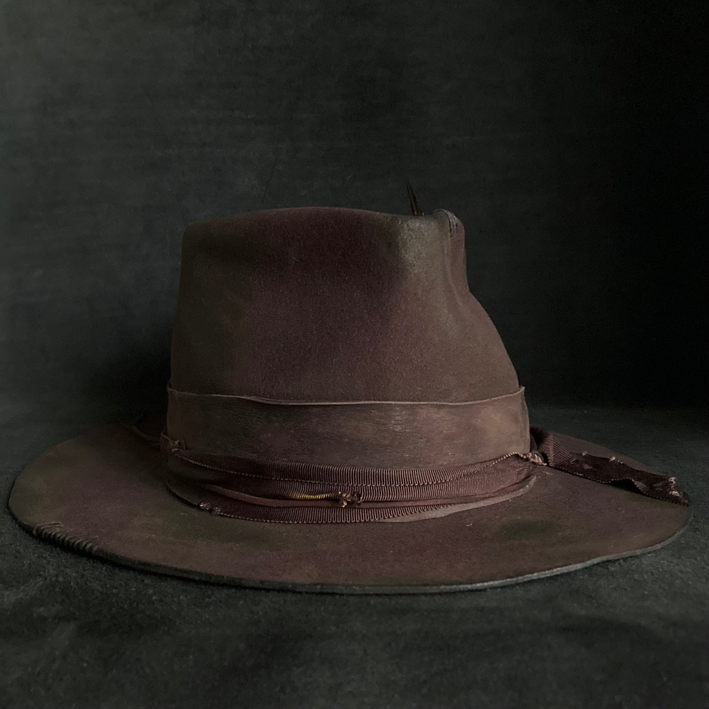 Shadow brown stain fedora hat