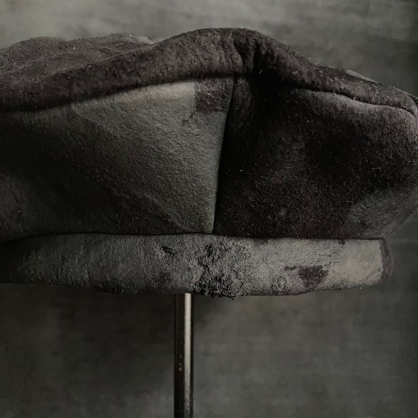 Bleached black leather beret