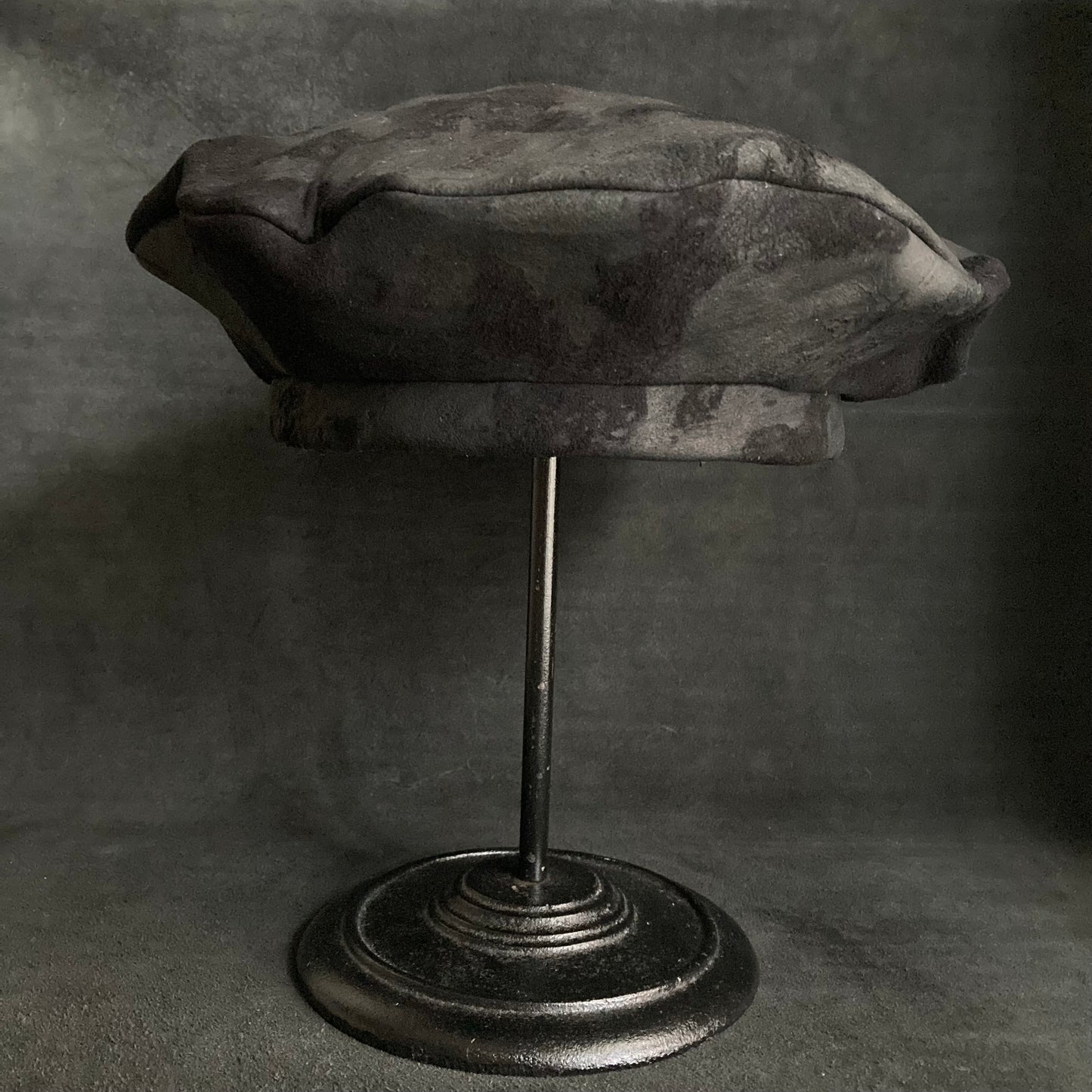 Bleached black leather beret