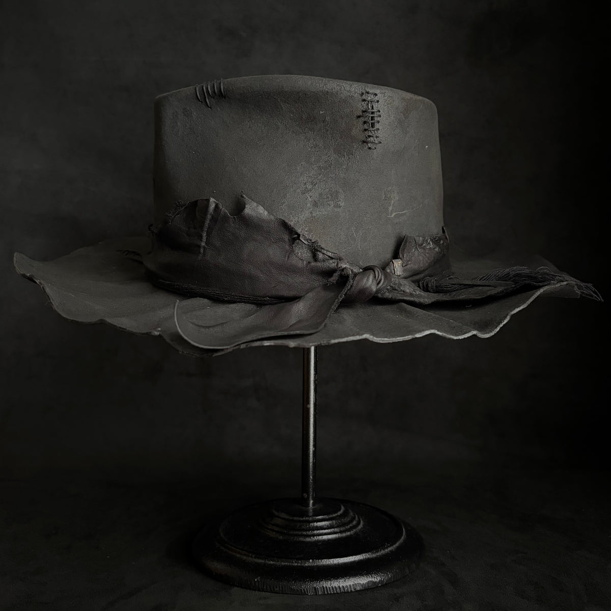 Charcoal rusty decaying fedora hat