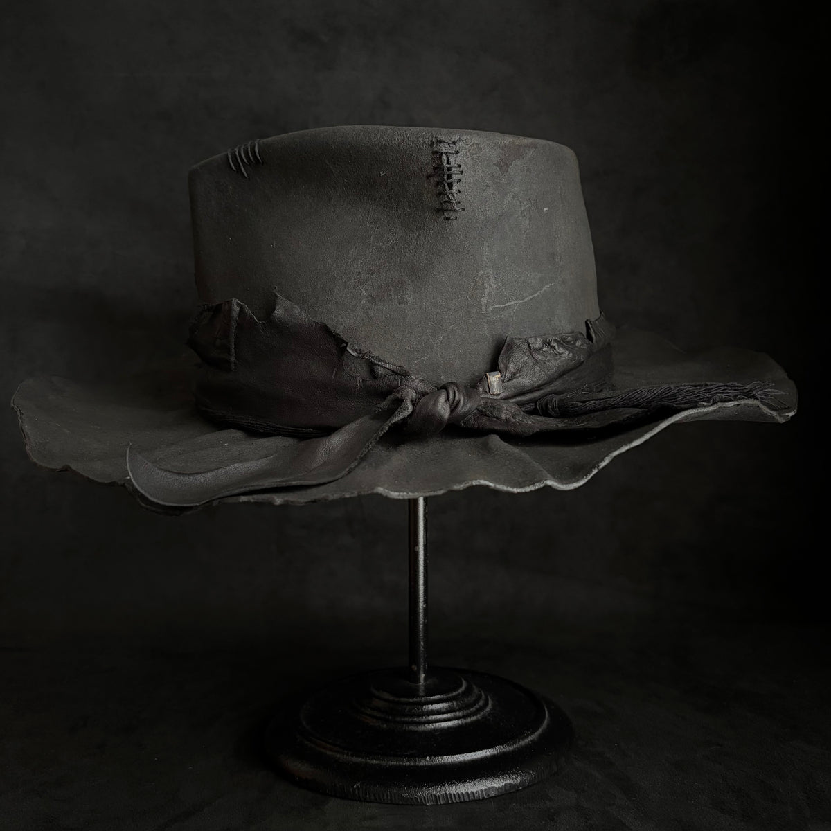 Charcoal rusty decaying fedora hat