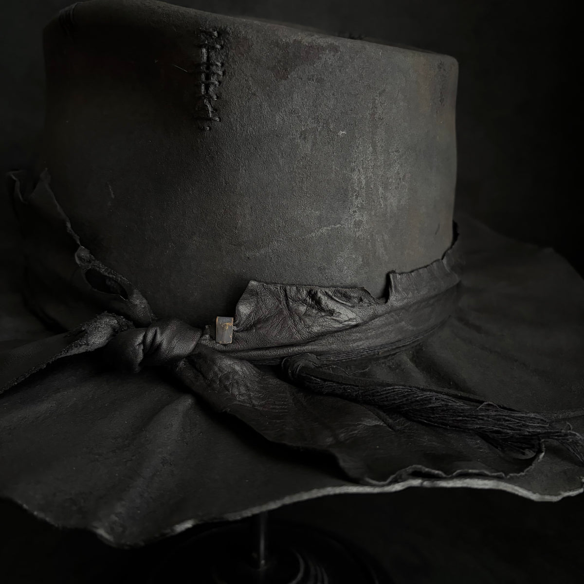 Charcoal rusty decaying fedora hat