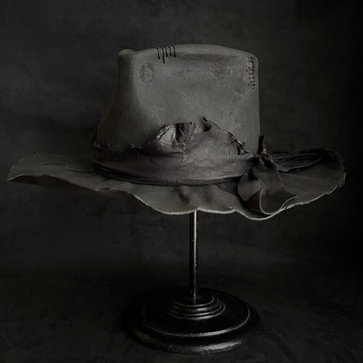 Charcoal rusty decaying fedora hat