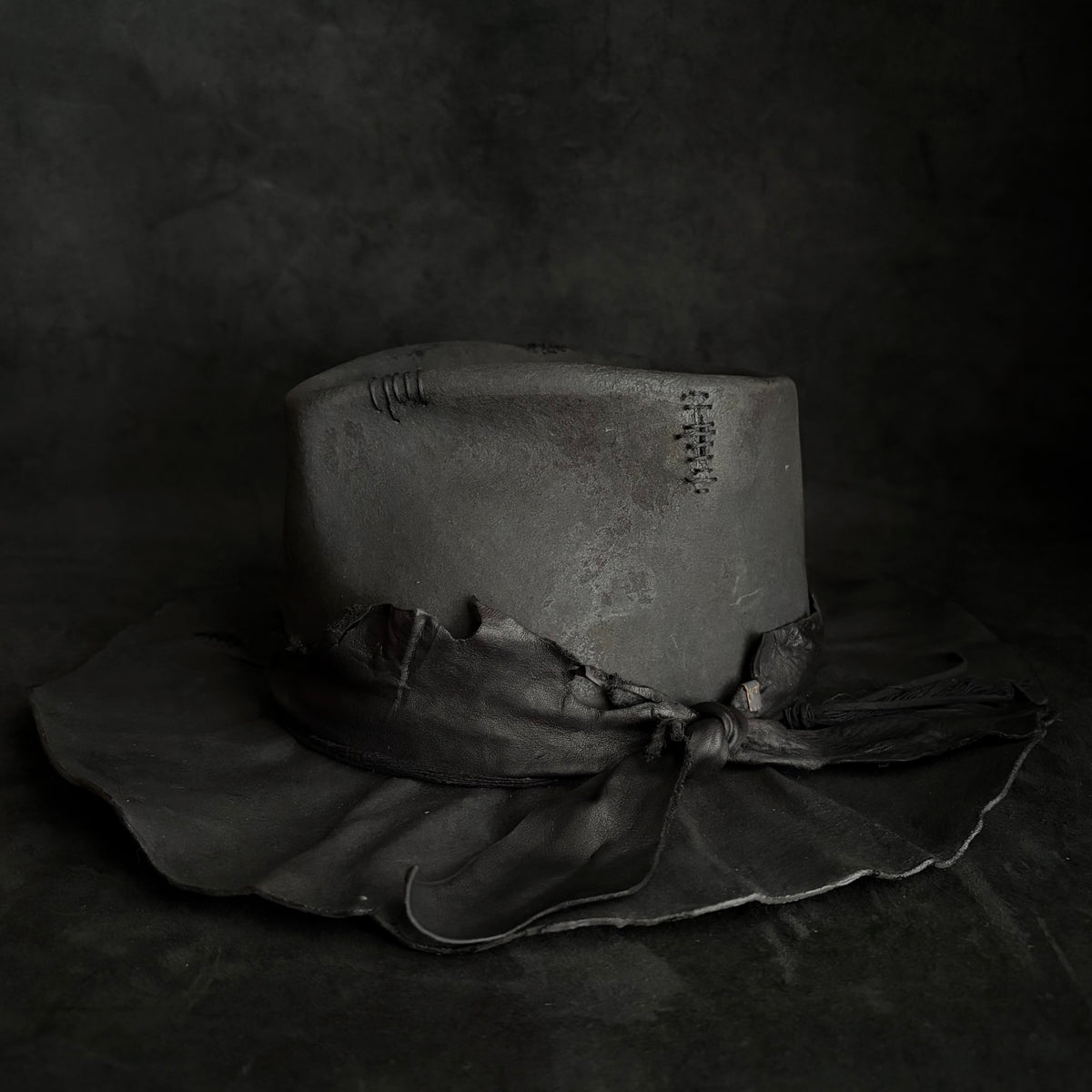Charcoal rusty decaying fedora hat