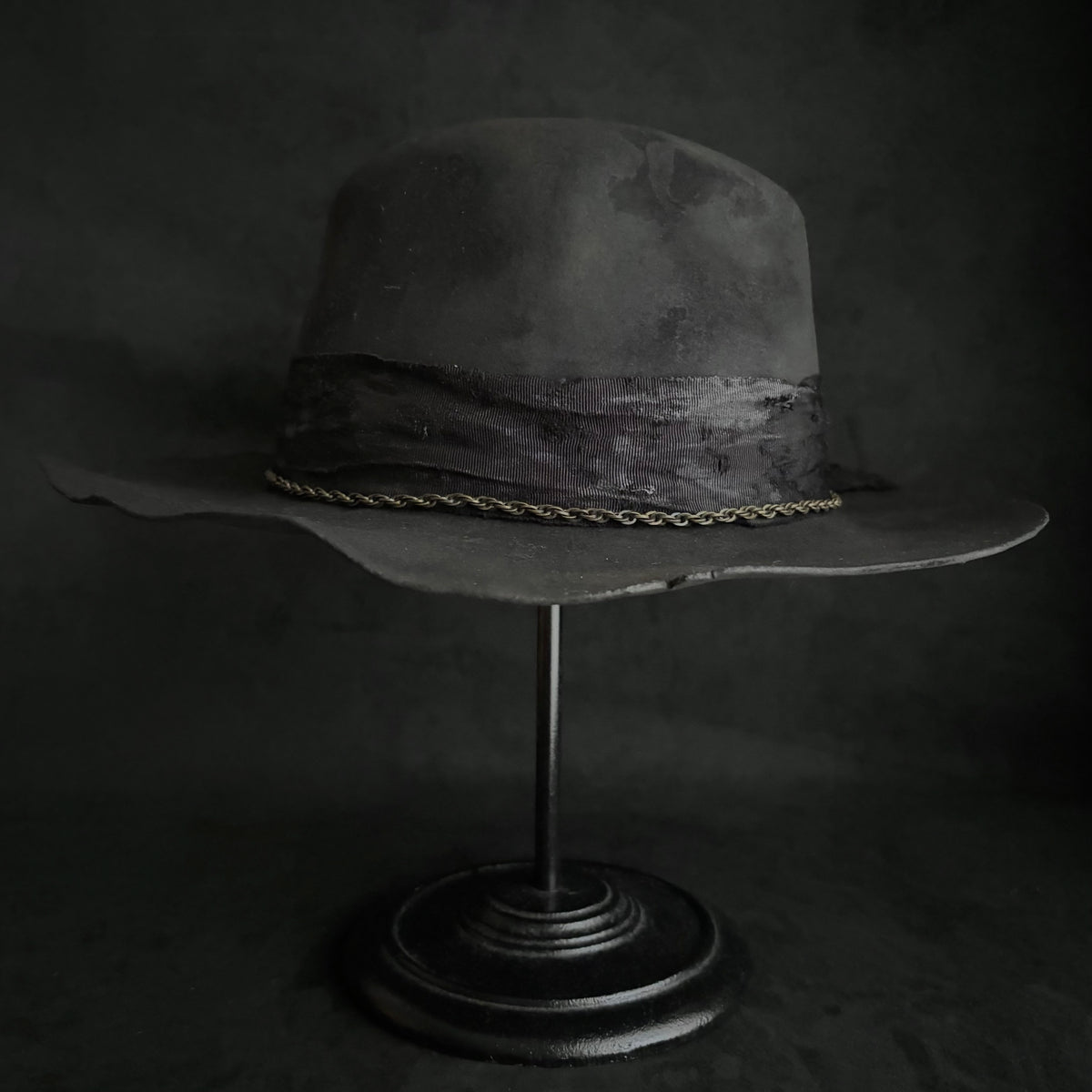 Ash burned defile fedora hat
