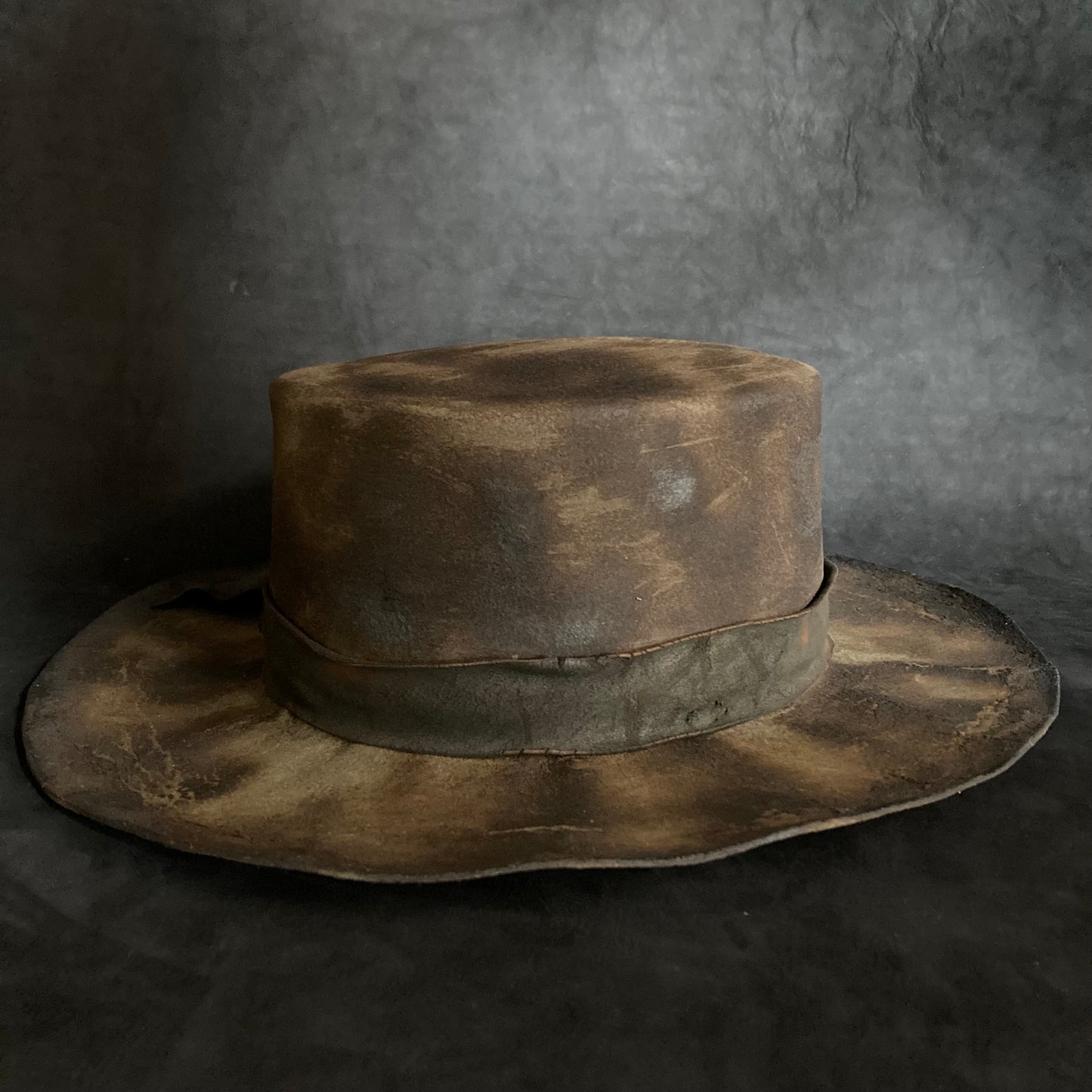 Greige burned flat hat