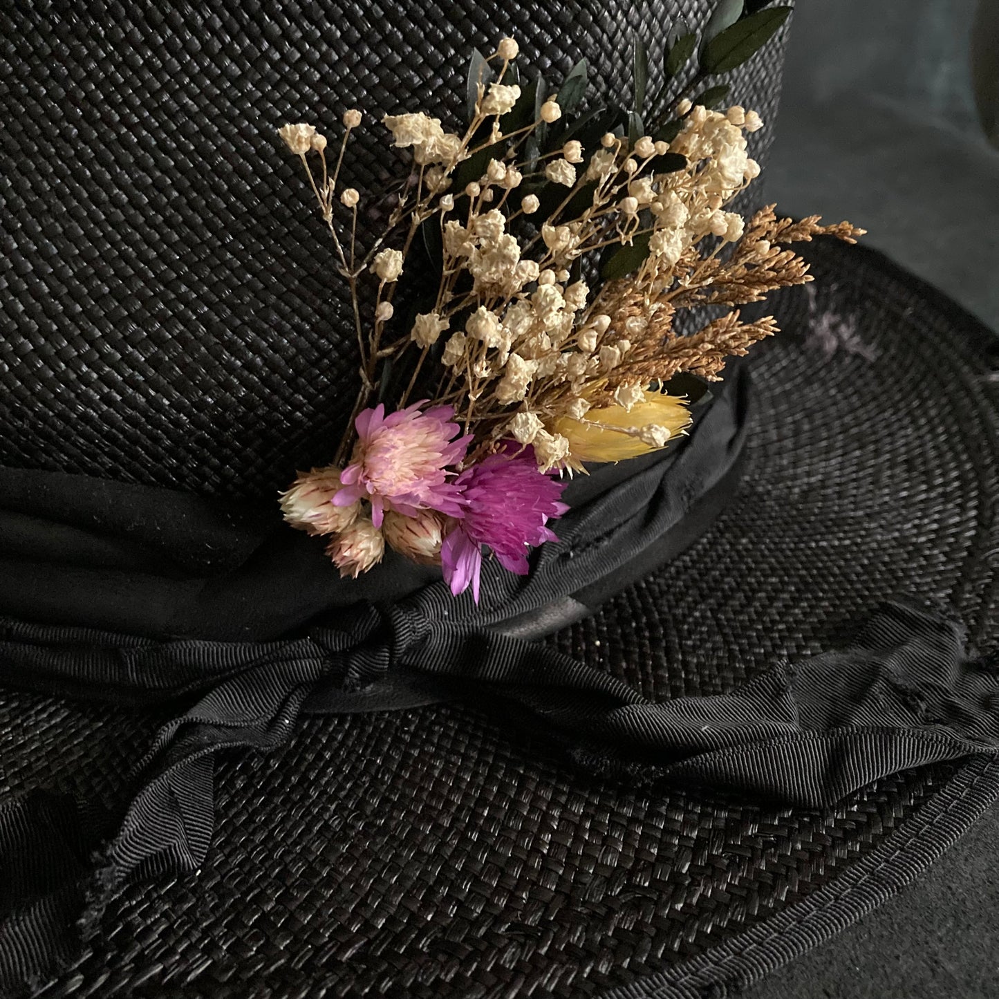 Black damaged panama  hat
