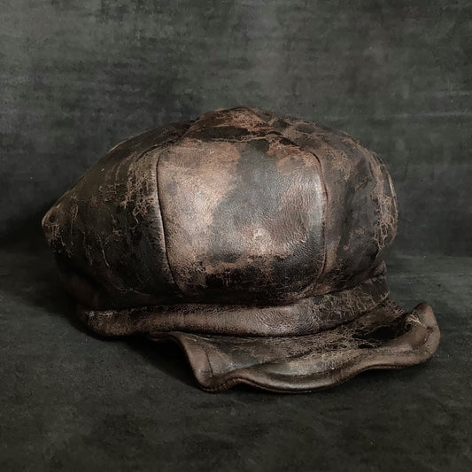 Brown dust  leather casquette