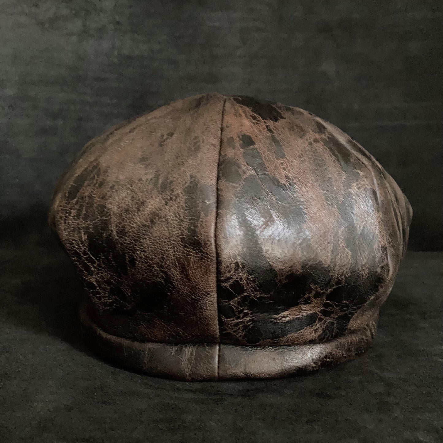 Brown dust  leather casquette