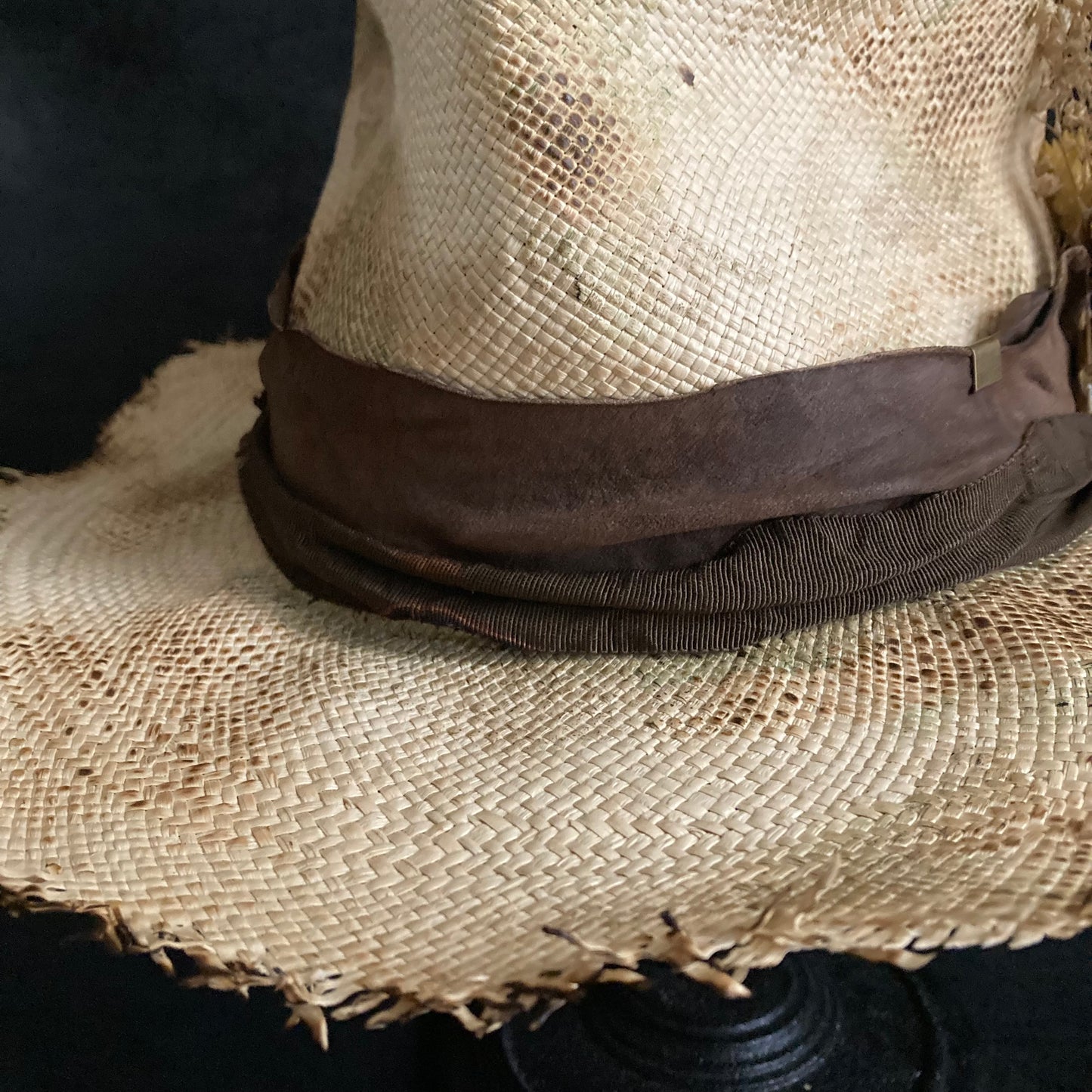 Old collar burnt panama hat
