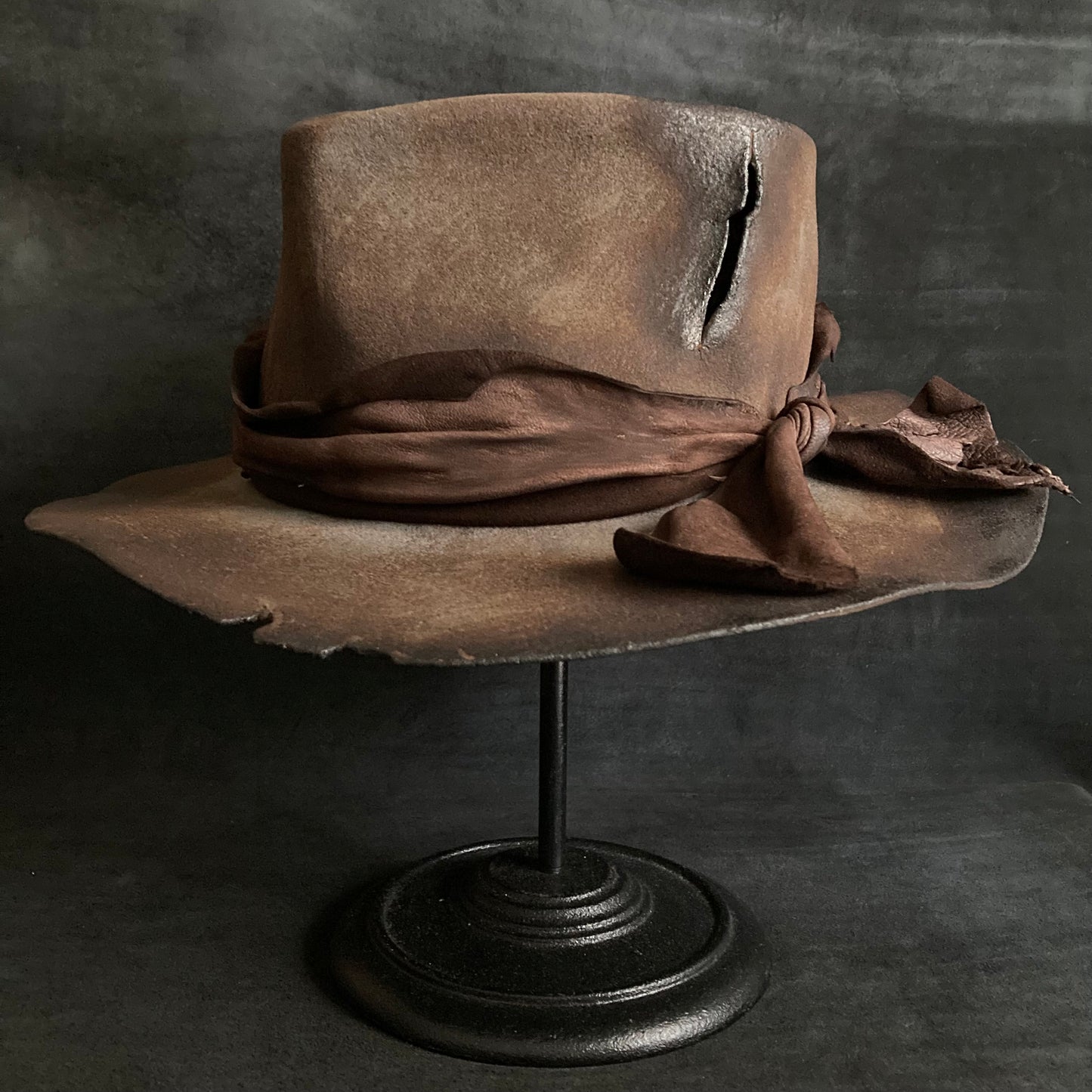 Torn scar fedora hat