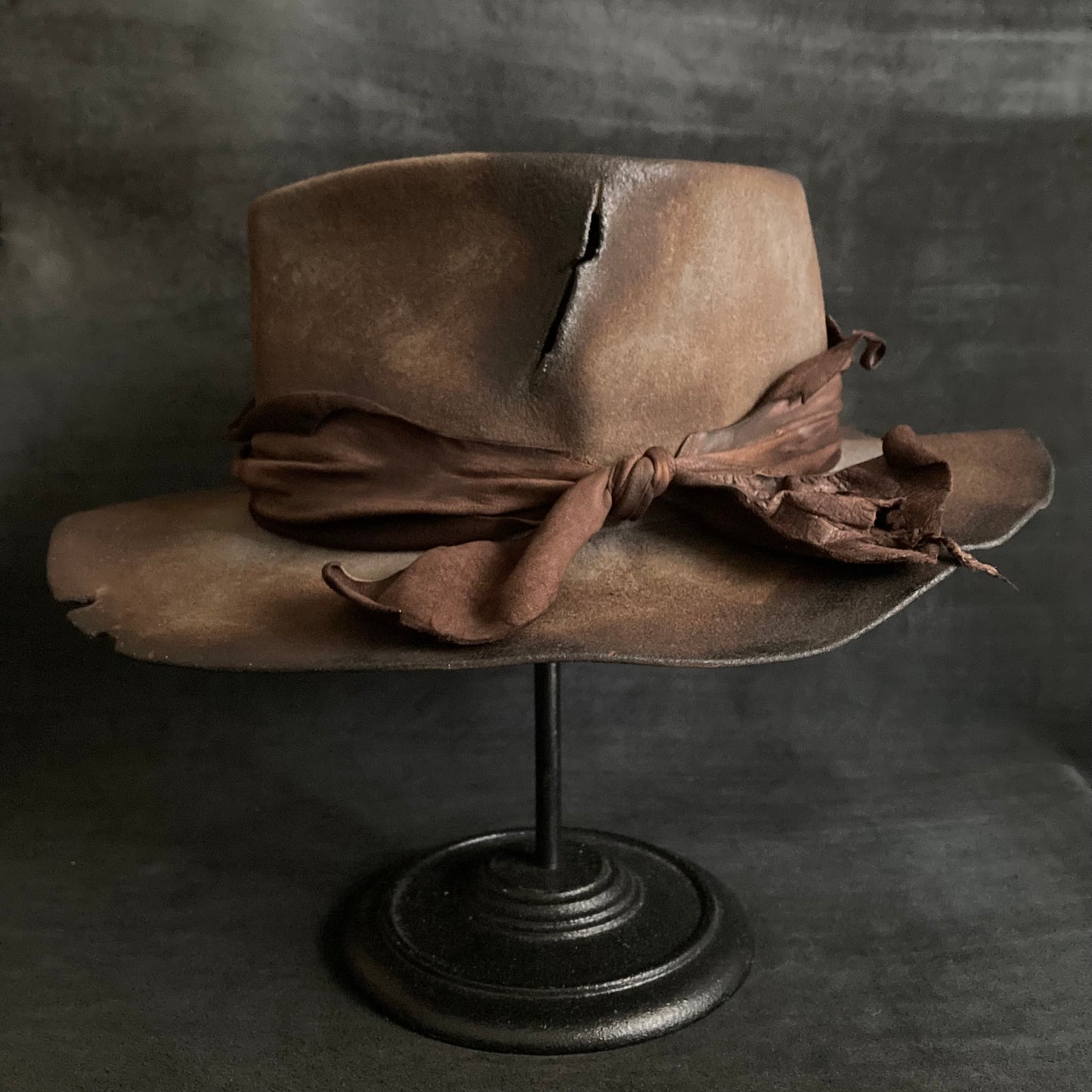 Torn scar fedora hat