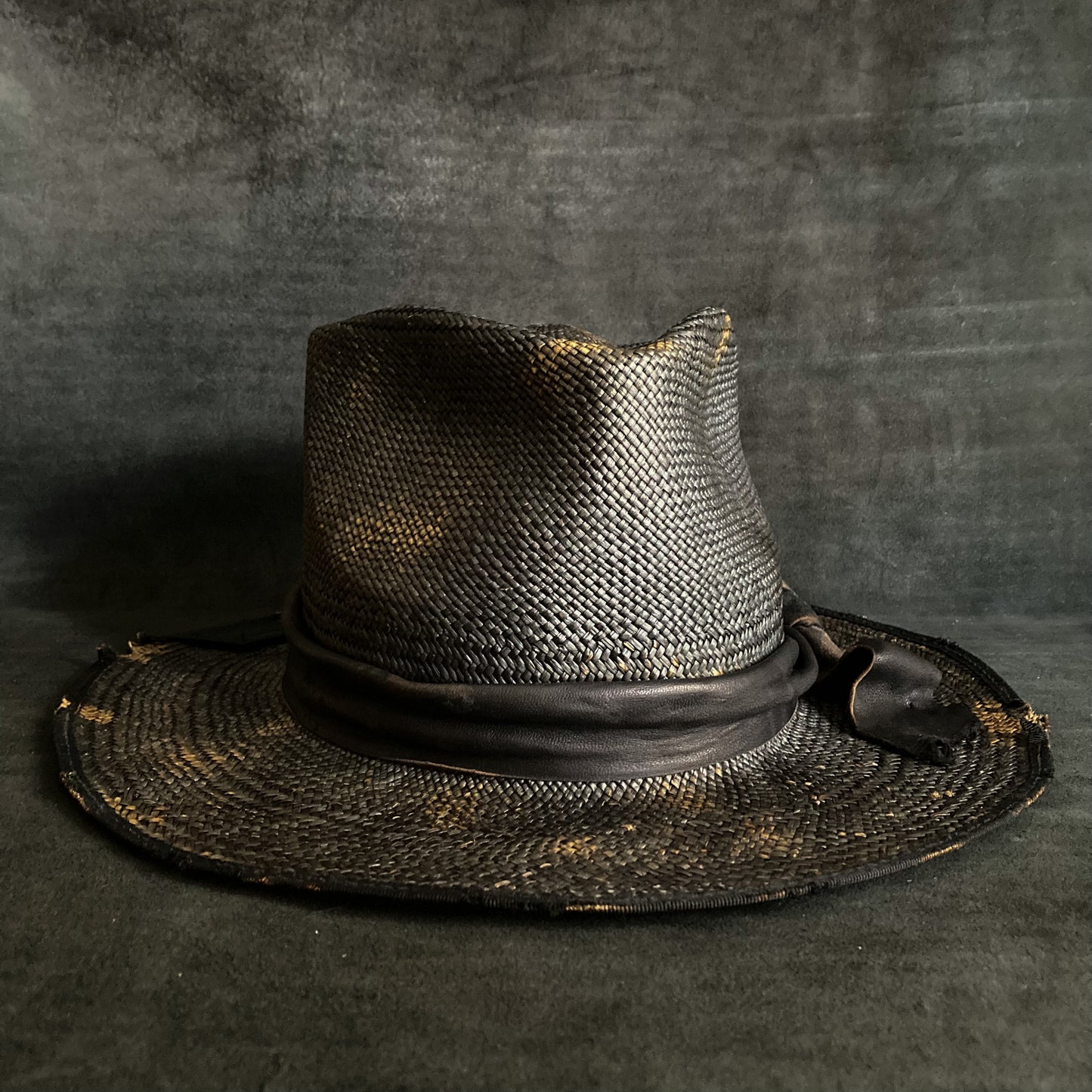 Turn black panama fedora hat