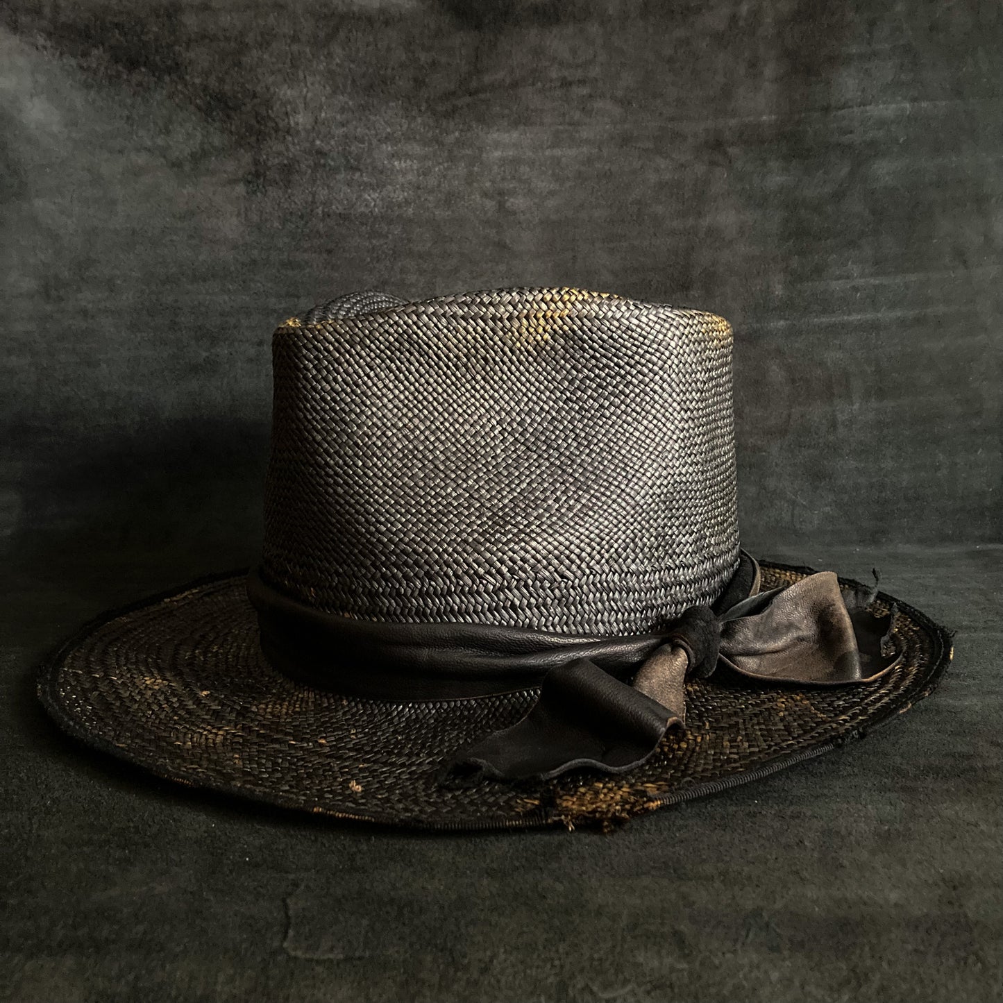 Turn black panama fedora hat