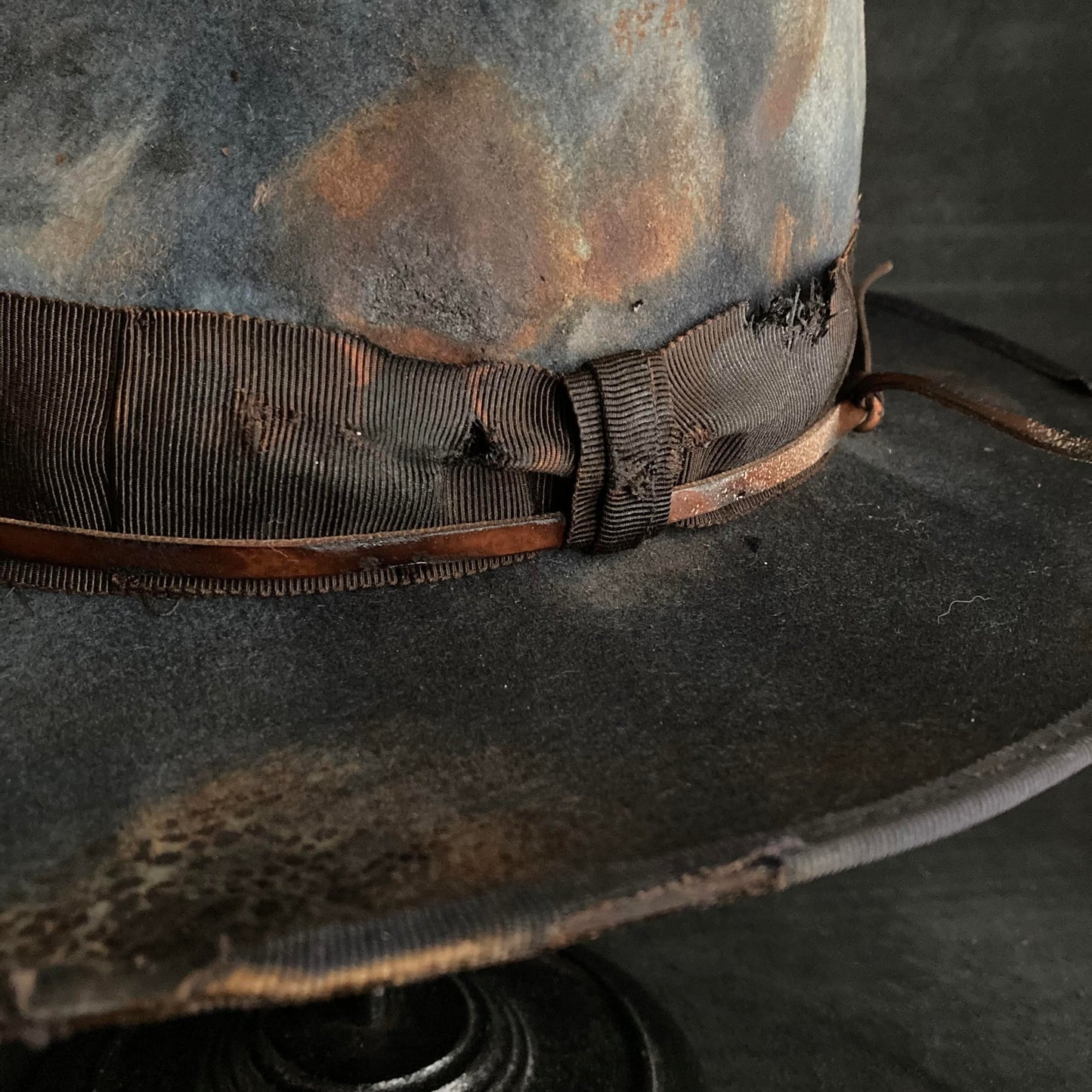 Hand-dyed blue fedora hat